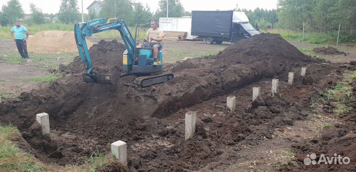 Услуги мини экскаватора.Траншеи, Дренаж,Фундамент