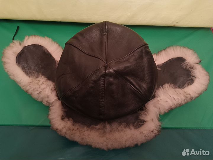 Шапка ушанка меховая натуральная кожа размер 58-59