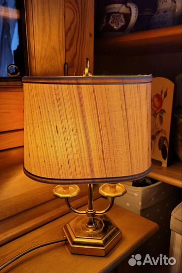 Лампа настольная,латунь, тканный плафон,Европа