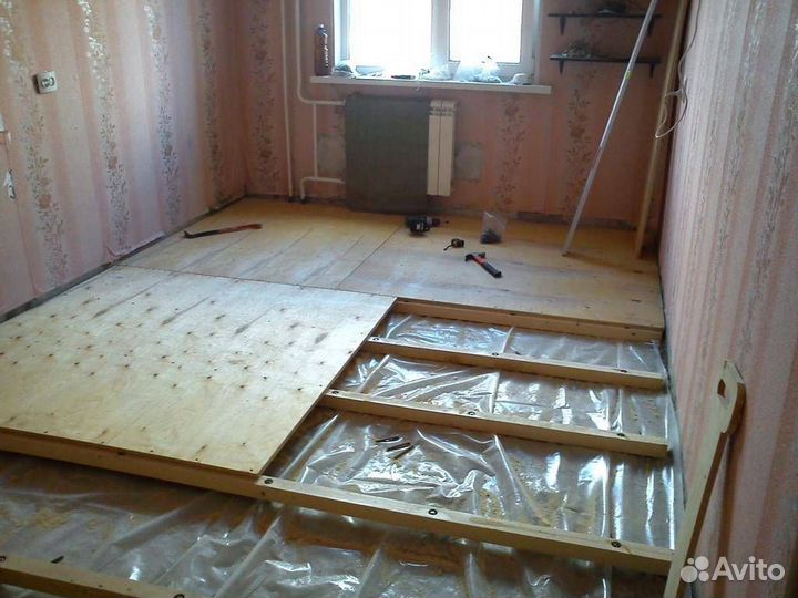 Ремонт полов, монтаж фанеры, укладка ламината