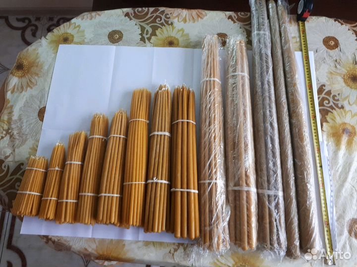 Свечи восковые, натуральные, конусные