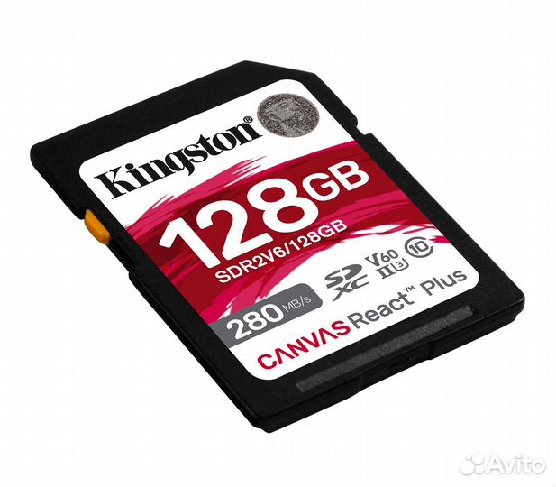Карта памяти Kingston sdxc 128GB Canvas React Plus UHS-II V60 100/280Mb/s