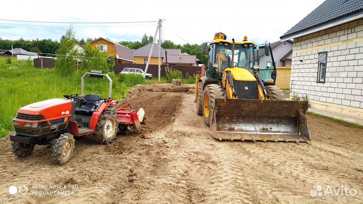 Культивация и вспашка земли,посев газона