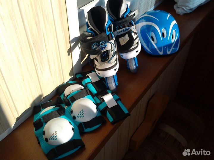 Роликовые коньки детские р 31-34 +шлем+защита