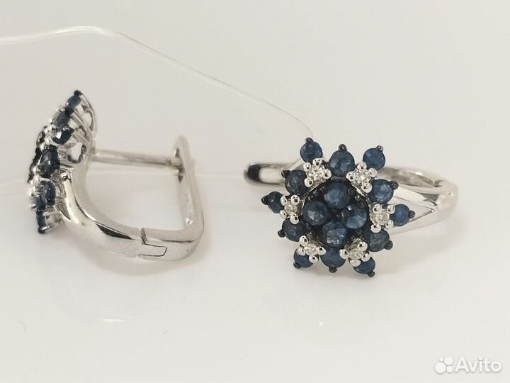 Серьги из белого золота с сапфирами арт.013364