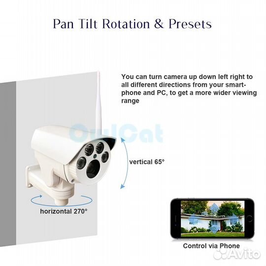 Поворотная WiFi IP 1080P камера 10-х оптический зу