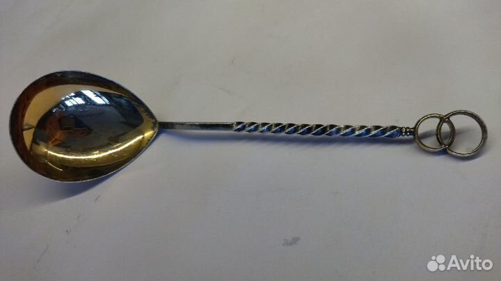 Салатная ложка. серебро 916 проба С позолотой. та