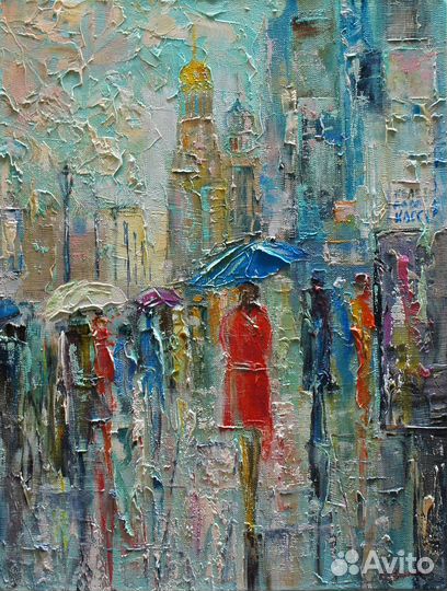 Картина маслом, Теплый дождик, 40х30 см