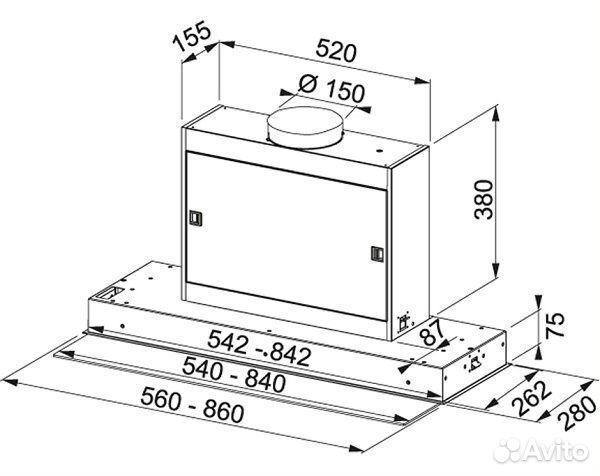 Вытяжка Franke fmpos 908 BI X нержавеющая сталь