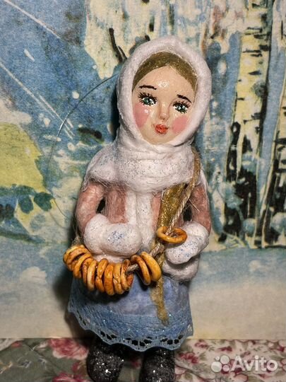 Ватные елочные игрушки ручной работы куколки