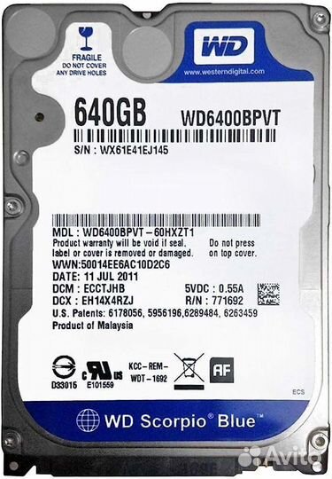 Жесткий диск Western Digital WD6400bevt 640Gb SATA