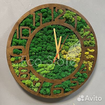 Часы из мха antara русские цифры 60 см