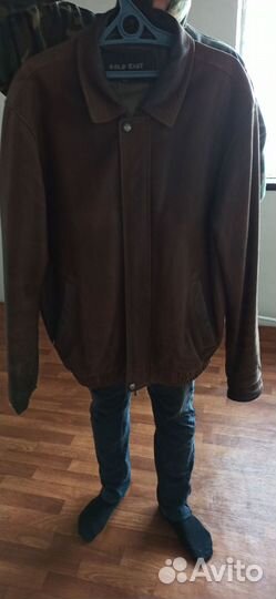 Мужской кожаный тренч