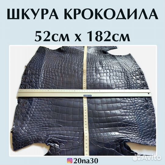 Кожа крокодила синяя 52см*182см