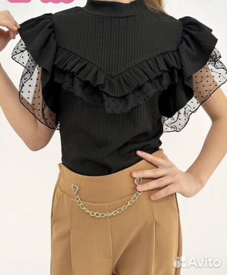 Блузка школьная с коротким рукавом для девочки