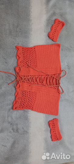 Топ женский вязанный Кроп-топ на шнуровке