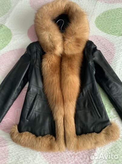 Куртка - жилет Италия натуральная кожа мех лиса