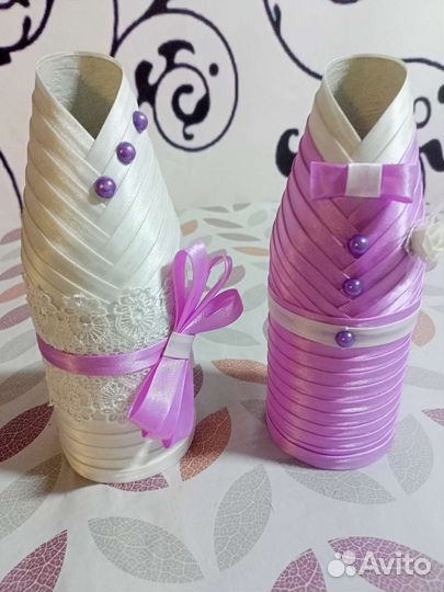 Украшения на шампанское свадебные