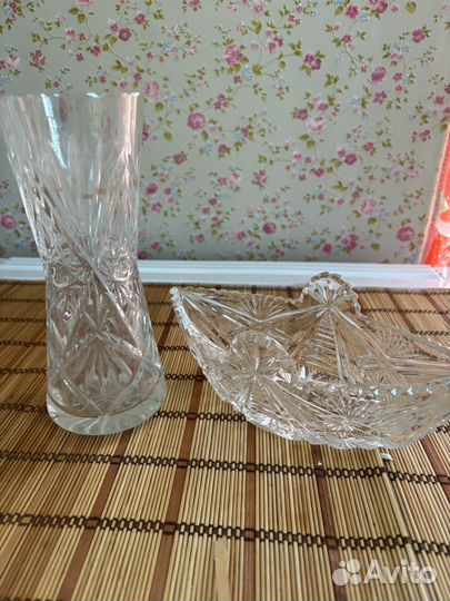Хрустальная ваза и конфетница