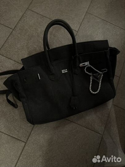 Сумка серая, в стиле hermes джинсовая