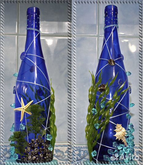 Стеклянная бутылка декор (2шт.)