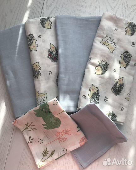Муслиновые пеленки набор (130/120) + 2 платочка