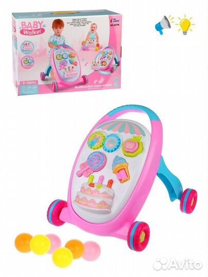 Каталка-ходунки Сластена, свет, звук, эл.пит. аа*2