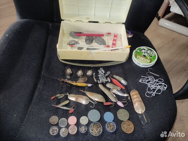 Блесна Крючки Грузила Леска много СССР Рыбалка