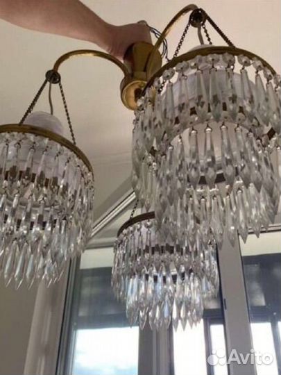 Люстра хрустальная Винтаж Чехословакия