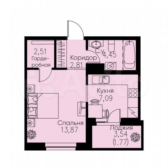 1-к. квартира, 32,5 м², 4/12 эт.