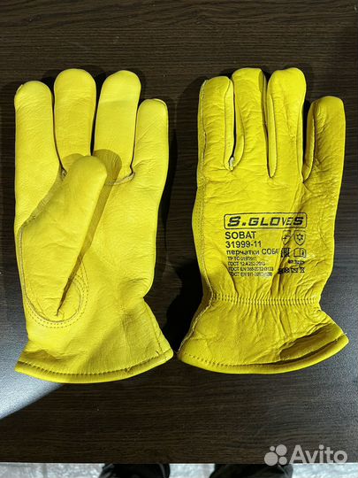 Перчатки утепленные кожаные
