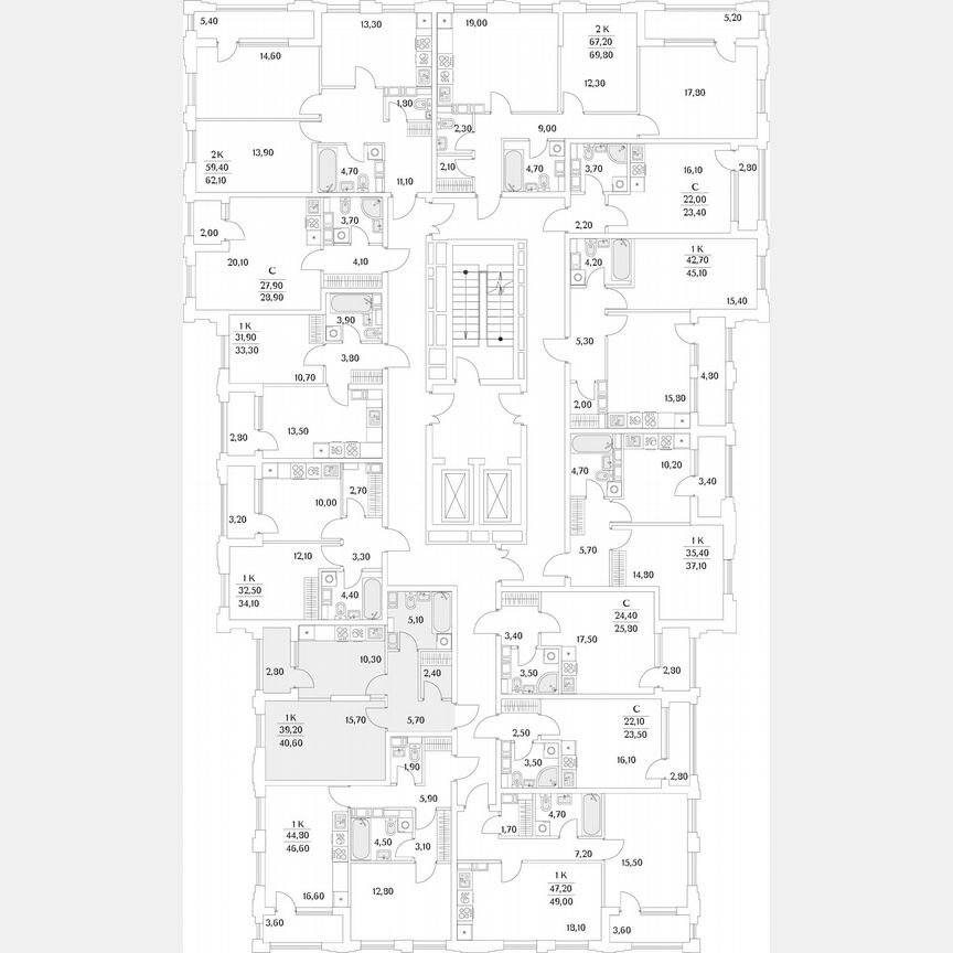 1-к. квартира, 41,2 м², 7/13 эт.