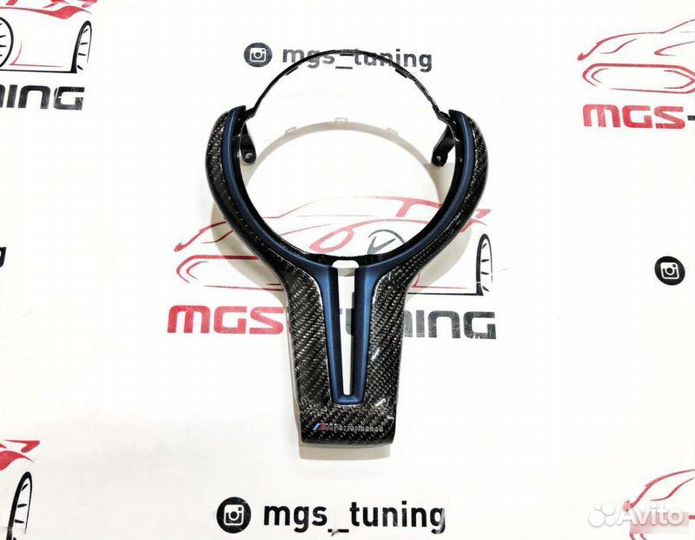 Карбоновая вставка M-Performance в руль BMW Синяя