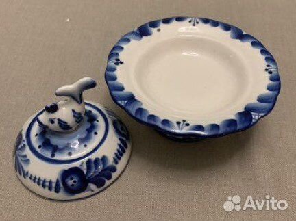 Новая икорница Гжель с крышкой
