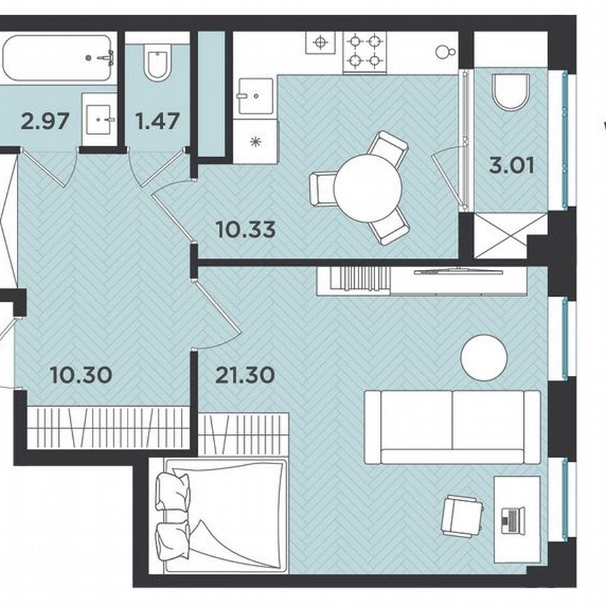 1-к. квартира, 49,4 м², 4/4 эт.