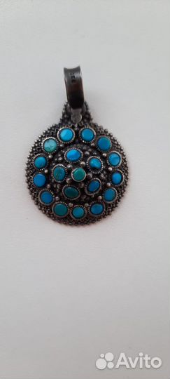 Серебряные подвеска и серьги с бирюзой
