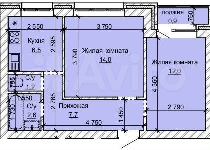 2-к. квартира, 44,9 м², 4/10 эт.