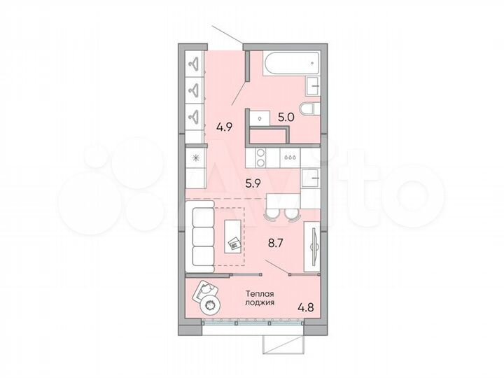 Квартира-студия, 29,3 м², 18/18 эт.