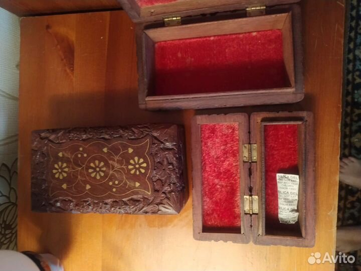 Шкатулки индия ручная работа красное дерево золото