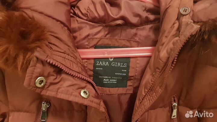 Зимняя куртка zara для девочки р. 152