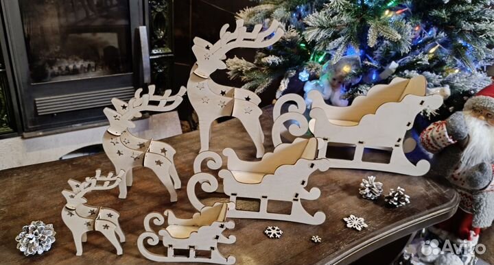 Деревянные Новогодние игрушки