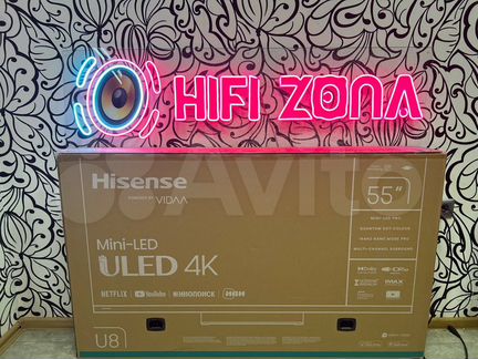 Телевизор Hisense 55U8KQ чек, гарантия