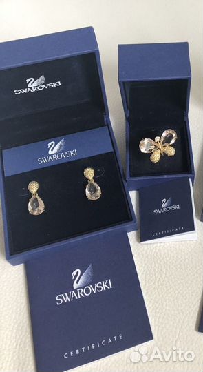Swarovski серьги, кольцо