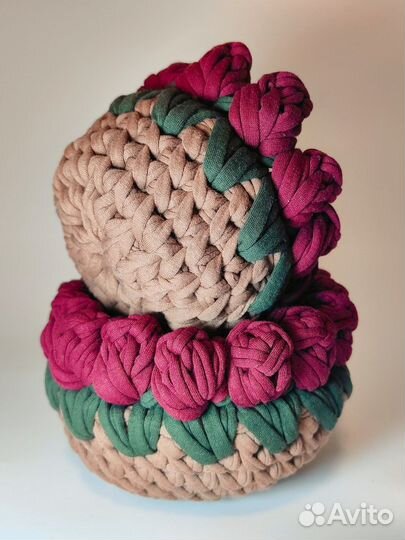 Подарочные вязаные корзины Цветы