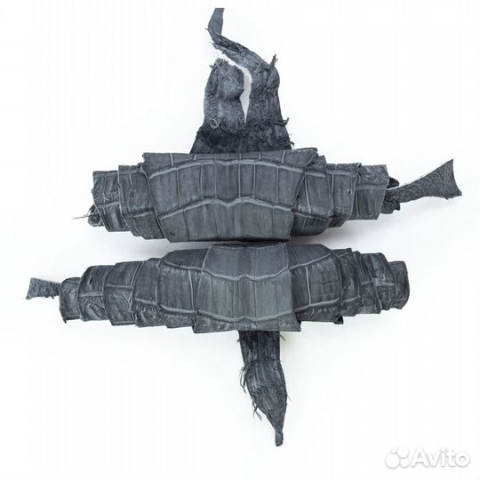 Кожа крокодила, хвосты нубук цвет графит