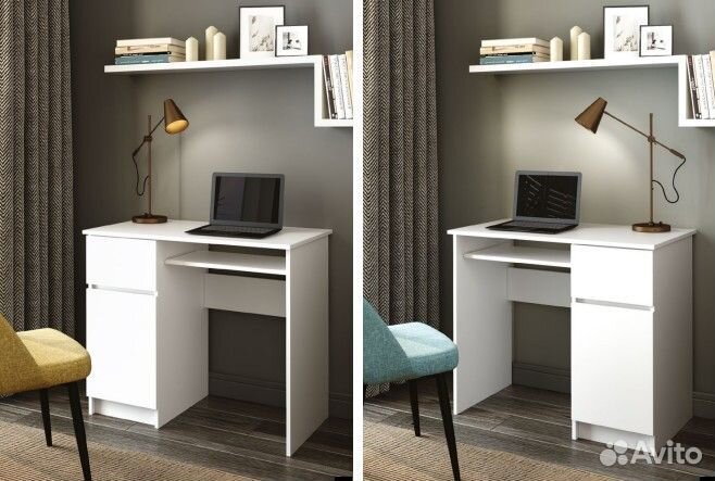 Стол письменный Мори 1/2 белый, левый или правый