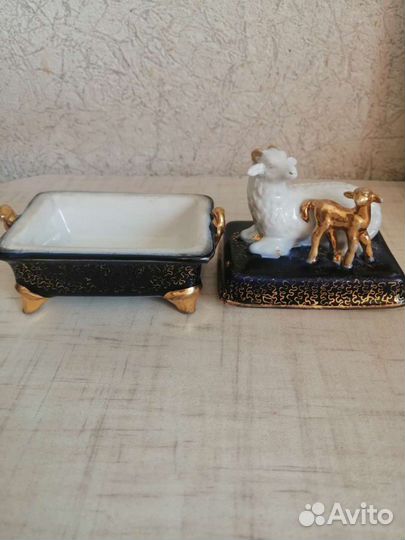 Фарфоровая статуэтка шкатулка овца и ягненок 1956