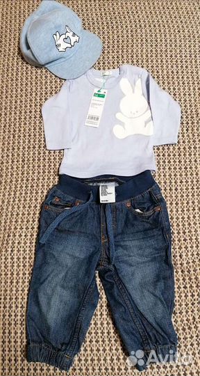 Джинсы эйч энд эм, h&m, 2-4 месяца+кофта