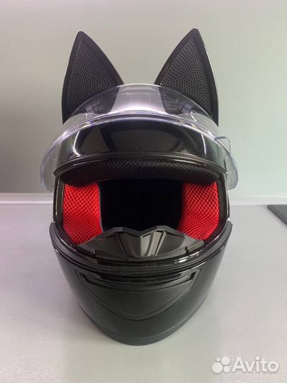 Мото шлем с ушками
