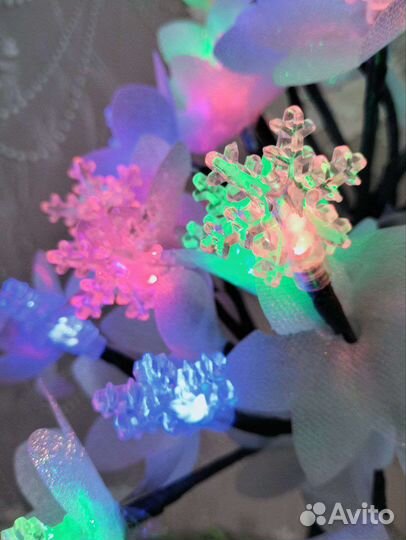 Новогодняя иллюминация винтаж Дерево в снежинках